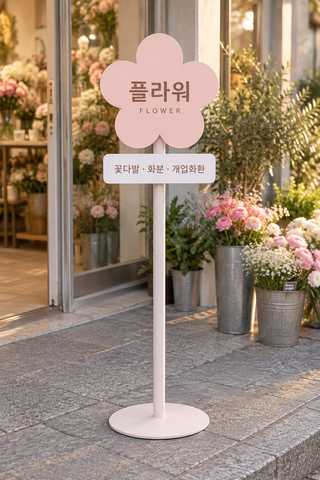 꽃집 꽃 모양 안내 입간판 디자인 시안 – 플라워