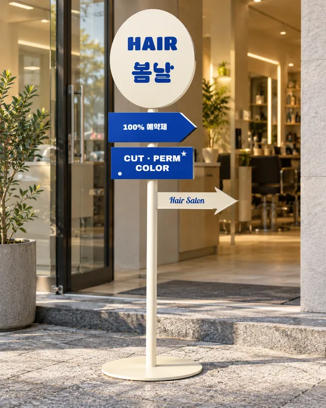 미용실 예약 안내 입간판 디자인 시안