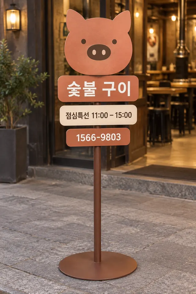 고깃집 돼지 얼굴 안내 입간판 디자인 시안