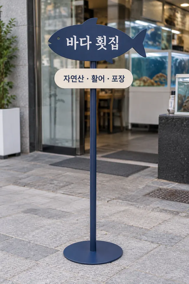 횟집 생선 스탠드 입간판 디자인 시안