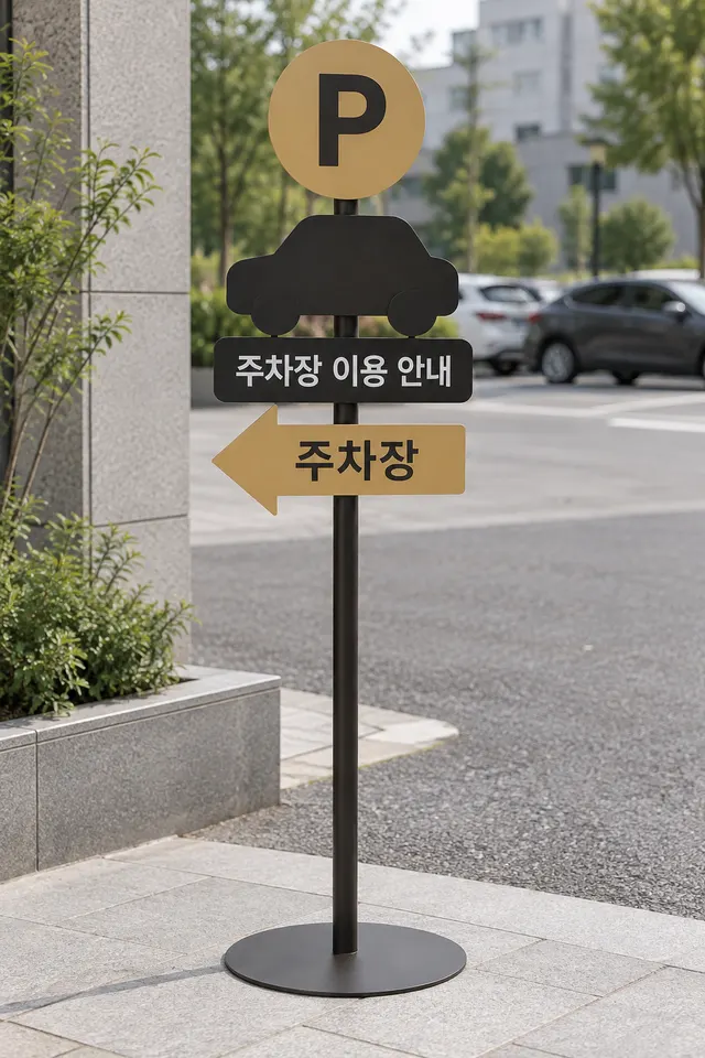 자동차 + P 표시 입간판 디자인 시안
